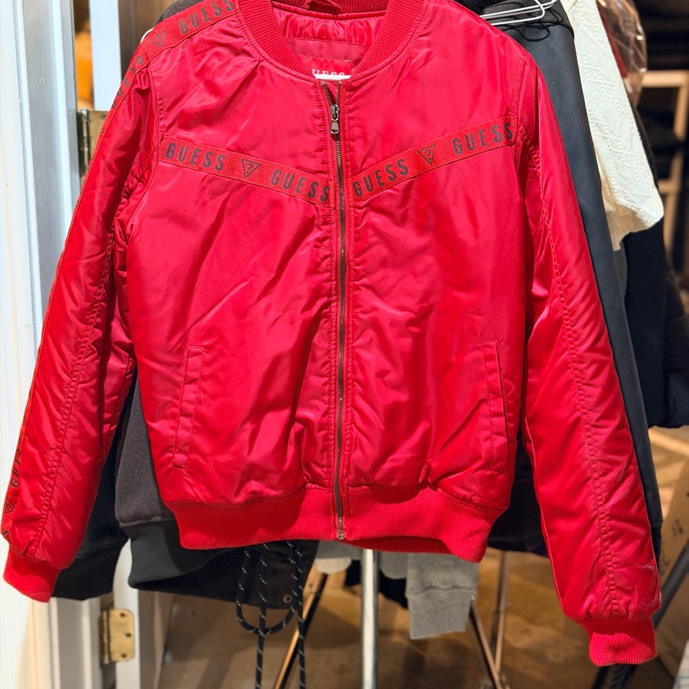 Guess Woman’s Bright Red Puffer Jacket